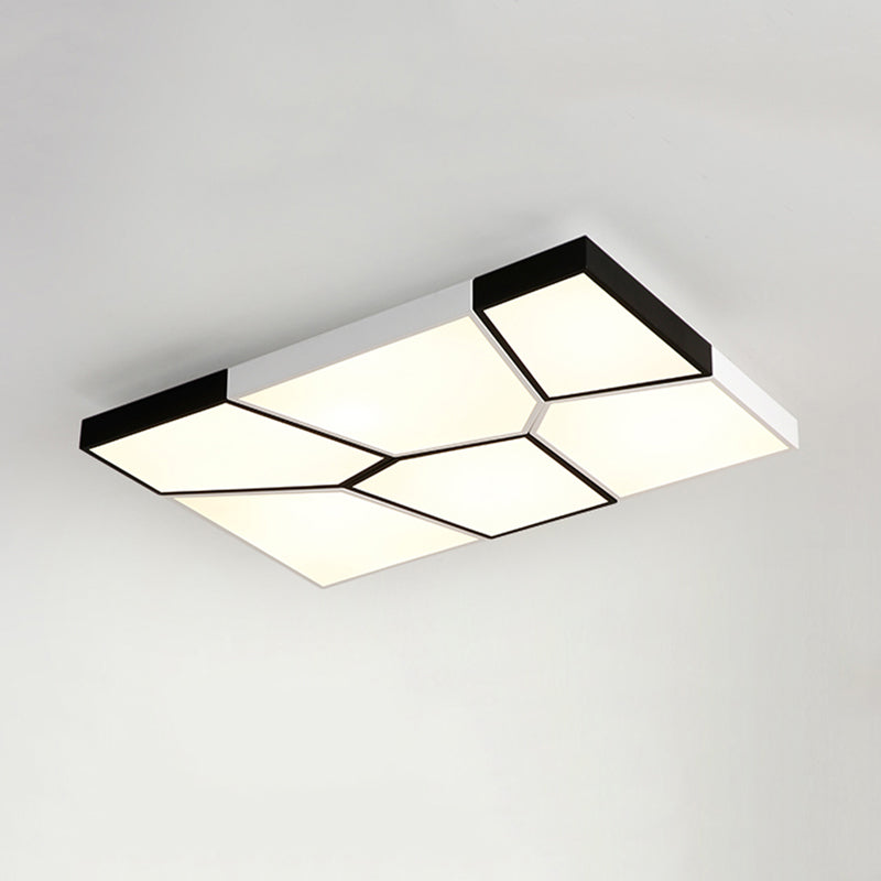 Squared/Rectangular Flush Light Modernism Acrylic 21.5"/38" W LED Bedroom Ceiling Mounted Light in Black/White, White/Warm Light Clearhalo 'Ceiling Lights' 'Close To Ceiling Lights' 'Close to ceiling' 'Flush mount' Lighting' 926489