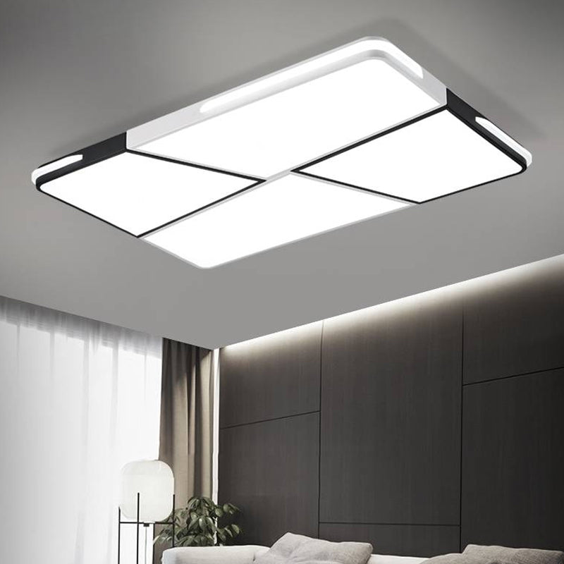 Integrated LED Living Room Ceiling Light Fixture with Rectangular/Square Acrylic Shade Modern White Flush Mount Light, 21.5"/37.5"/45" Wide White Clearhalo 'Ceiling Lights' 'Close To Ceiling Lights' 'Close to ceiling' 'Flush mount' Lighting' 926495