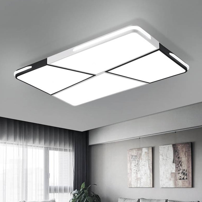 Integrated LED Living Room Ceiling Light Fixture with Rectangular/Square Acrylic Shade Modern White Flush Mount Light, 21.5"/37.5"/45" Wide Clearhalo 'Ceiling Lights' 'Close To Ceiling Lights' 'Close to ceiling' 'Flush mount' Lighting' 926497