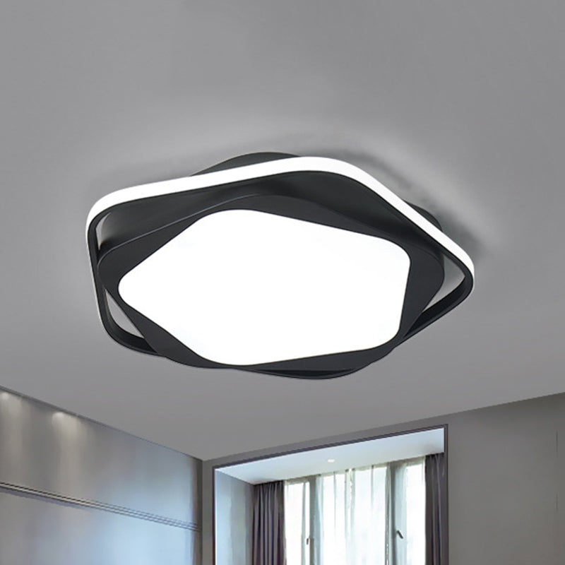 LED Bedroom Ceiling Flush Mount Minimalist Black Finish Flush Light with Pentagon Acrylic Shade in White/Warm Light Black Clearhalo 'Ceiling Lights' 'Close To Ceiling Lights' 'Close to ceiling' 'Flush mount' Lighting' 927745