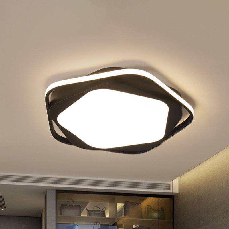 LED Bedroom Ceiling Flush Mount Minimalist Black Finish Flush Light with Pentagon Acrylic Shade in White/Warm Light Clearhalo 'Ceiling Lights' 'Close To Ceiling Lights' 'Close to ceiling' 'Flush mount' Lighting' 927746