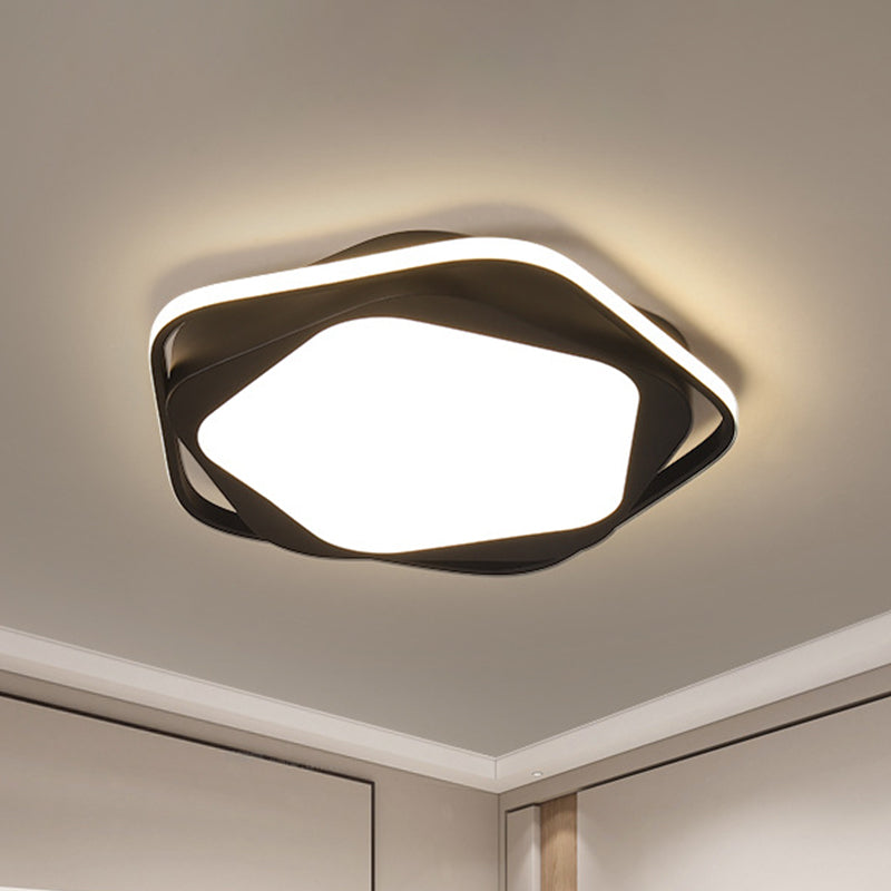 LED Bedroom Ceiling Flush Mount Minimalist Black Finish Flush Light with Pentagon Acrylic Shade in White/Warm Light Clearhalo 'Ceiling Lights' 'Close To Ceiling Lights' 'Close to ceiling' 'Flush mount' Lighting' 927747