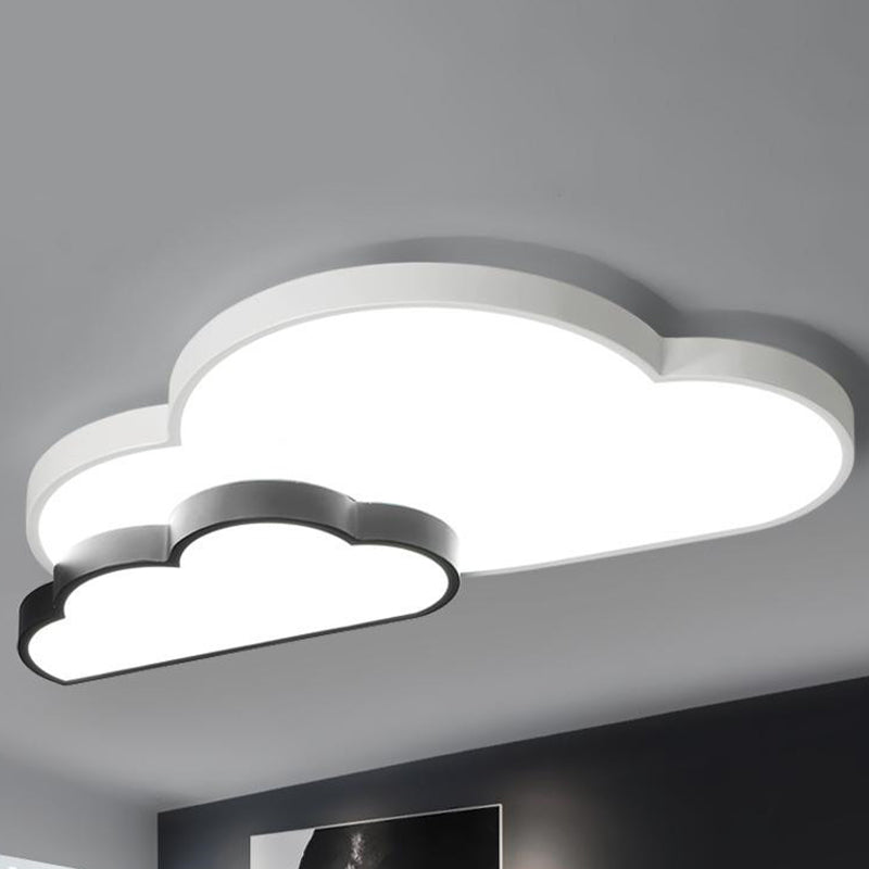 Black and White Cloud Flush Lamp Fixture Nordic LED Metal Flush Mount Lighting in White/Warm Light Black-White Clearhalo 'Ceiling Lights' 'Close To Ceiling Lights' 'Close to ceiling' 'Flush mount' Lighting' 927750