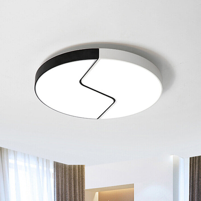 Nordic LED Ceiling Flush with Acrylic Shade Black and White Finish Splicing Circle Flush Lamp in White/Warm Light Clearhalo 'Ceiling Lights' 'Close To Ceiling Lights' 'Close to ceiling' 'Flush mount' Lighting' 927756