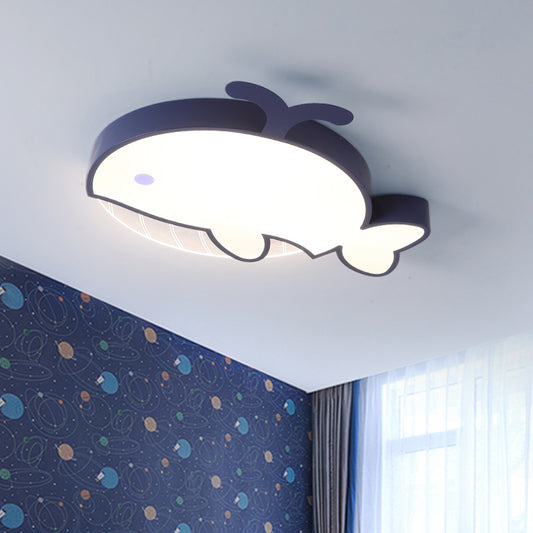 Cartoon Whale Shape Ceiling Mounted Light Acrylic LED Kid-Room Flushmount Lamp in Dark Blue Dark Blue Clearhalo 'Ceiling Lights' 'Close To Ceiling Lights' 'Close to ceiling' 'Flush mount' Lighting' 927770