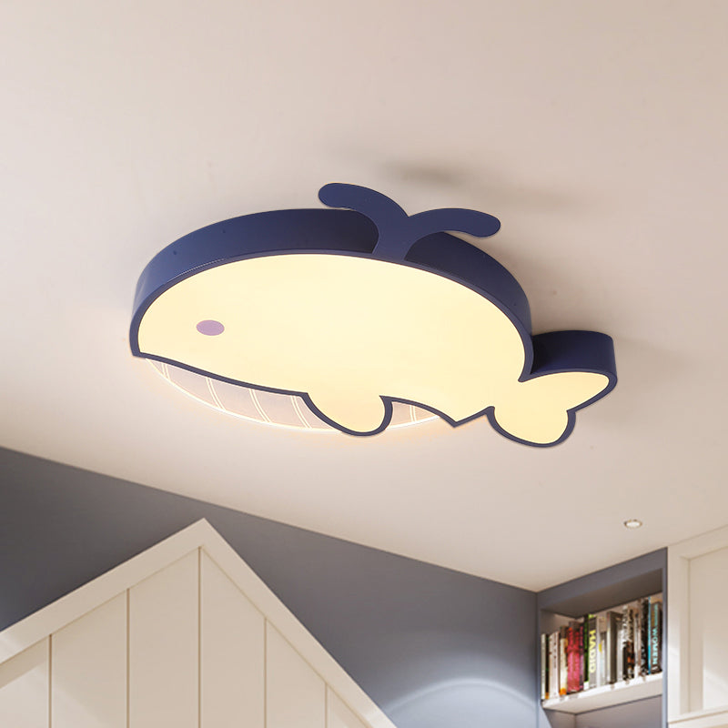 Cartoon Whale Shape Ceiling Mounted Light Acrylic LED Kid-Room Flushmount Lamp in Dark Blue Clearhalo 'Ceiling Lights' 'Close To Ceiling Lights' 'Close to ceiling' 'Flush mount' Lighting' 927772