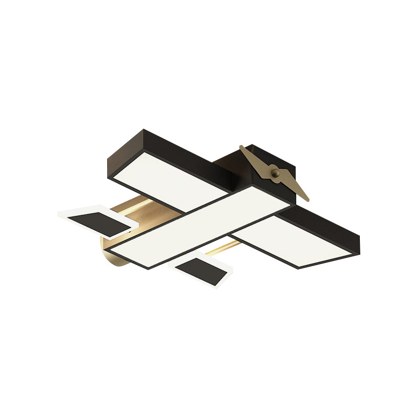 Metal Airplane Shape Ceiling Mounted Lamp Nordic LED Flush Light Fixture in Black for Boys Bedroom Clearhalo 'Ceiling Lights' 'Close To Ceiling Lights' 'Close to ceiling' 'Flush mount' Lighting' 927778