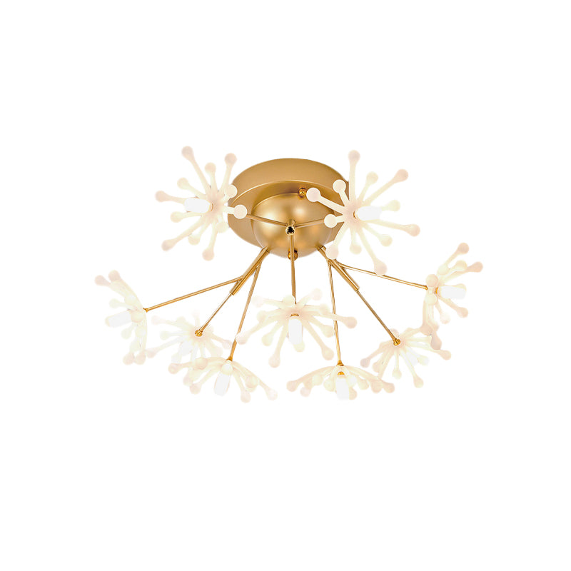 Nordic Firework Shape Semi Mount Lighting Metallic 9 Lights Bedroom LED Flush Lamp in Black/Gold Clearhalo 'Ceiling Lights' 'Close To Ceiling Lights' 'Close to ceiling' 'Semi-flushmount' Lighting' 927782