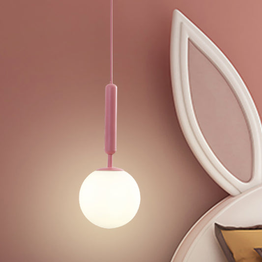 1 Bulb Wall Pendant Light Minimalism Pink Finish Wall Mounted Lamp with Ball White Frosted/Clear Water Glass Shade Clearhalo 'Wall Lamps & Sconces' 'Wall Lights' Lighting' 927884