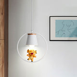 Pig Resin Pendant Lighting Cartoon 1-Light Yellow Suspension Lamp with White Ring Clearhalo 'Ceiling Lights' 'Pendant Lights' 'Pendants' Lighting' 927913