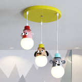 Cartoon Animals Multi Light Pendant Metallic 3 Heads Kids Room Hanging Ceiling Lamp in Yellow and Green Clearhalo 'Ceiling Lights' 'Pendant Lights' 'Pendants' Lighting' 927918