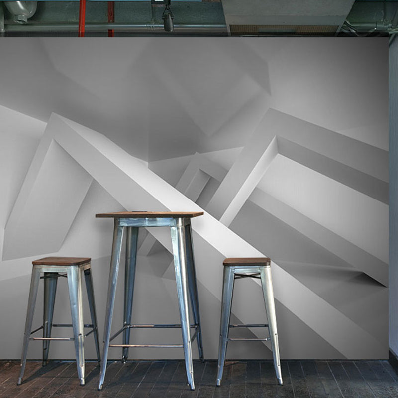 Illustration Style Mural Wallpaper with 3D Stereoscopic Geometries Big for Coffee Shop, Personalized Size Available Clearhalo 'Wall Decor' 'Wall Mural' 929702