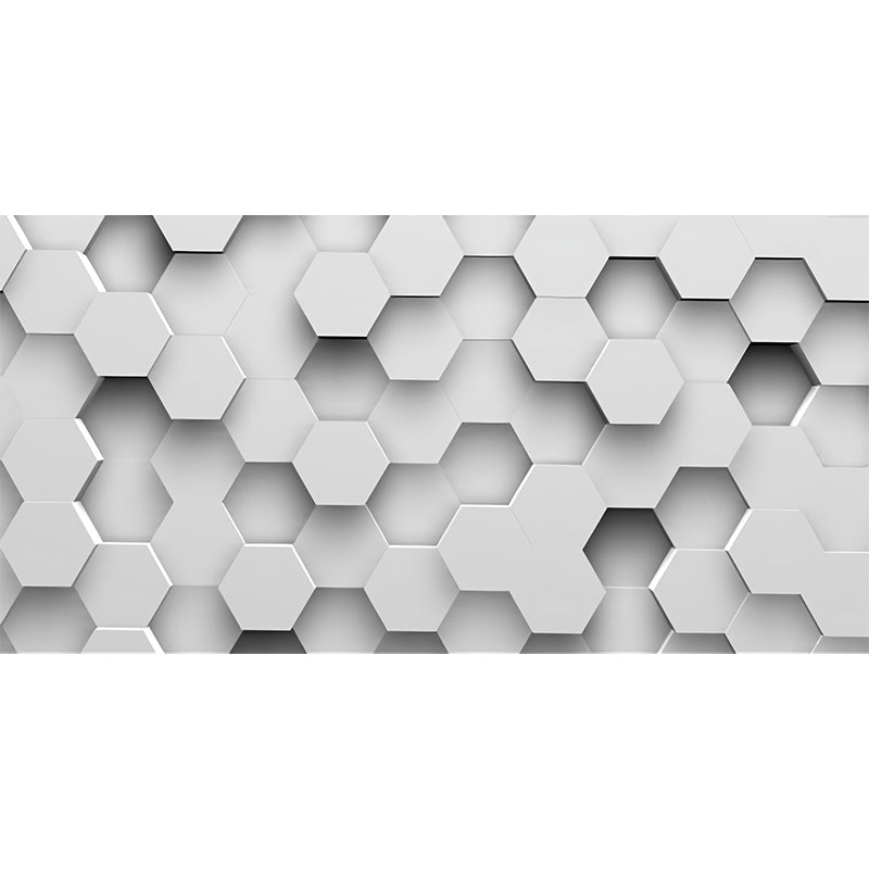 Original Grey 3D Print Hexagon Whole Mural Wallpaper for Coffee Shop and Bar Wall Decor Clearhalo 'Wall Decor' 'Wall Mural' 929824