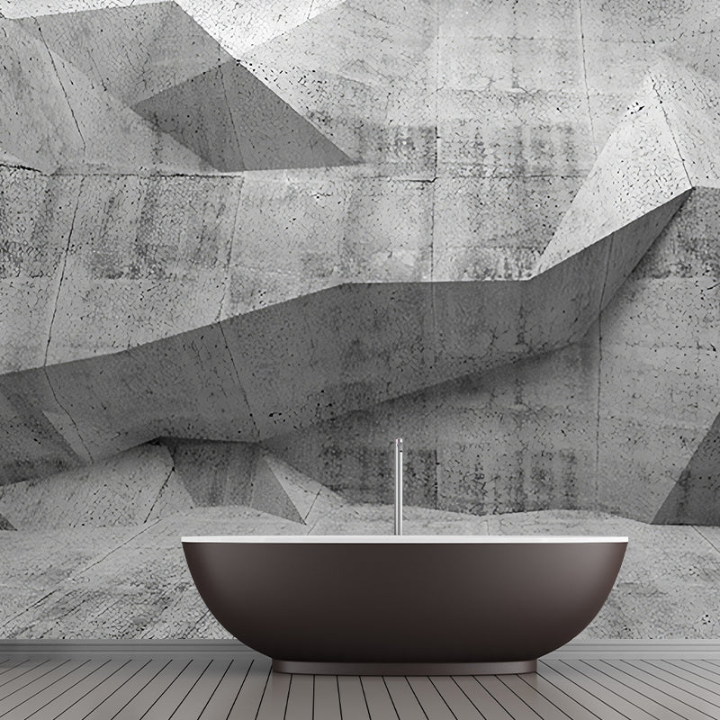 Industrial Mural Wallpaper Pastel Grey Irregular 3D Geometries Wall Art, Customized Size Available Clearhalo 'Wall Decor' 'Wall Mural' 929846