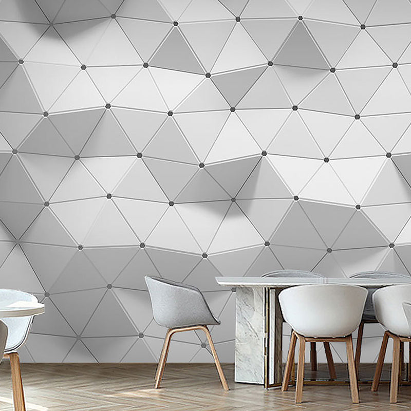 Full Mural Wallpaper Plain Grey 3D Geometries Customized Wall Decor, Personalized Size Available White A Clearhalo 'Wall Decor' 'Wall Mural' 929859