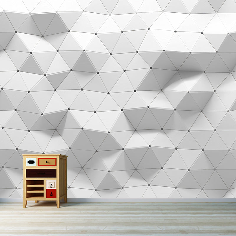 Full Mural Wallpaper Plain Grey 3D Geometries Customized Wall Decor, Personalized Size Available Clearhalo 'Wall Decor' 'Wall Mural' 929861