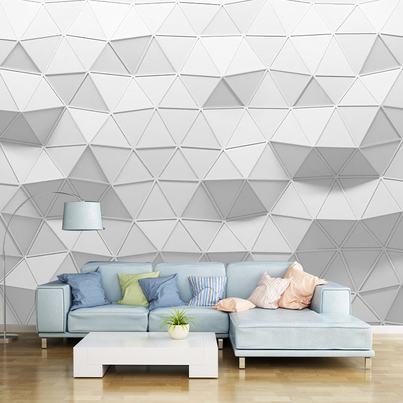 Full Mural Wallpaper Plain Grey 3D Geometries Customized Wall Decor, Personalized Size Available Clearhalo 'Wall Decor' 'Wall Mural' 929866