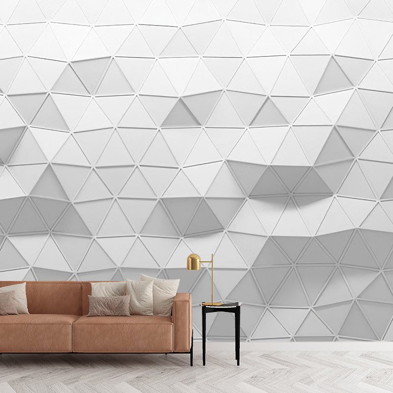 Full Mural Wallpaper Plain Grey 3D Geometries Customized Wall Decor, Personalized Size Available Clearhalo 'Wall Decor' 'Wall Mural' 929867