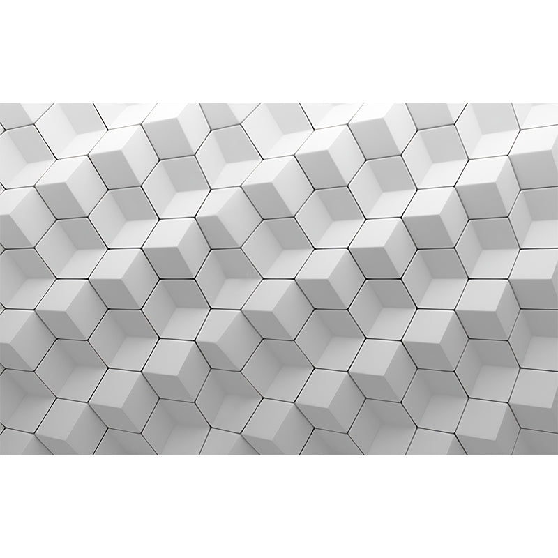 Full Mural Wallpaper Plain Grey 3D Geometries Customized Wall Decor, Personalized Size Available Clearhalo 'Wall Decor' 'Wall Mural' 929875