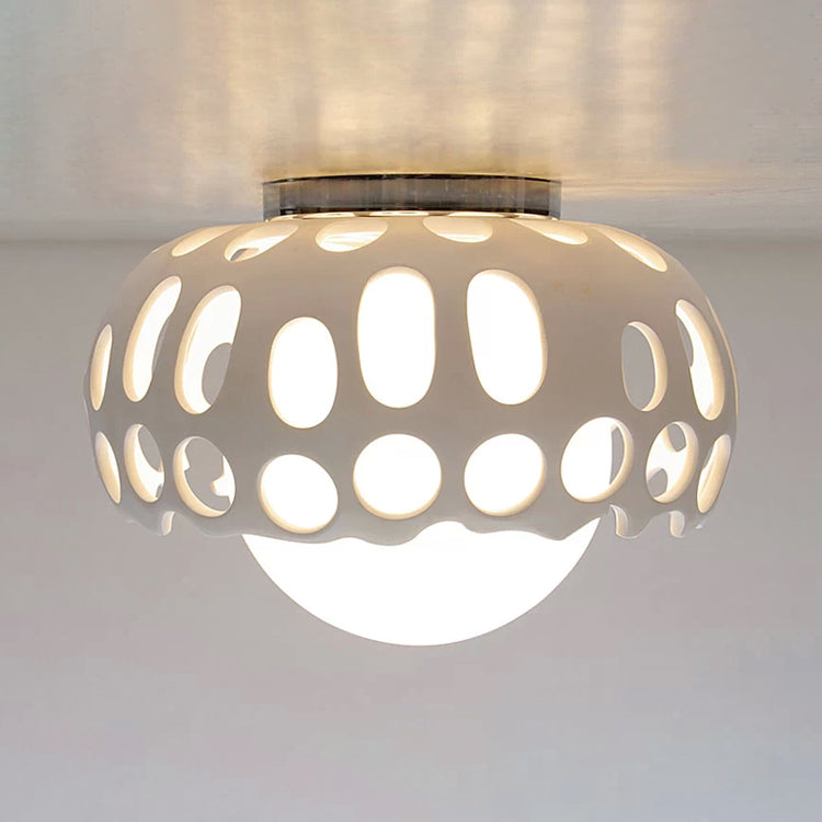 Baby Bedroom Mushroom Ceiling Mount Light Metal Creative White Finish Ceiling Lamp White Clearhalo 'Ceiling Lights' 'Close To Ceiling Lights' 'Close to ceiling' 'Flush mount' Lighting' 93052