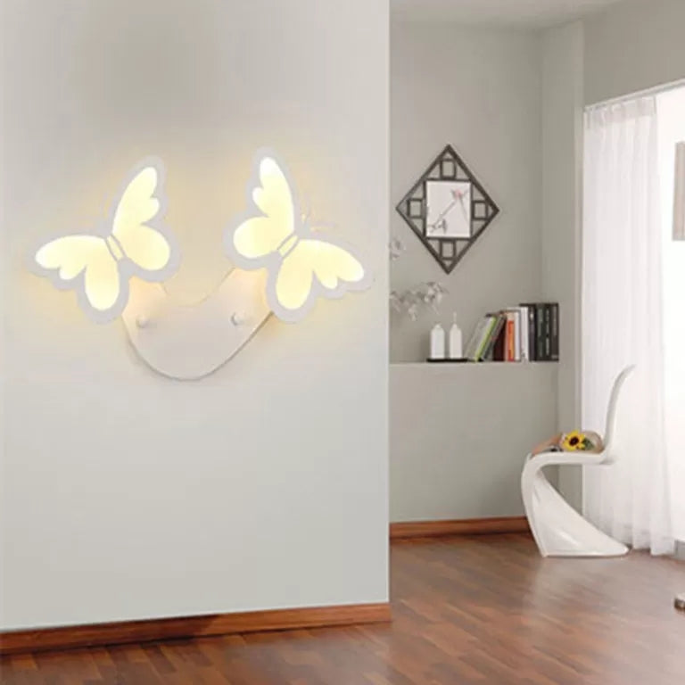 White Butterfly Wall Light Contemporary Romantic Acrylic Sconce Light for Foyer Clearhalo 'Wall Lamps & Sconces' 'Wall Lights' Lighting' 93082