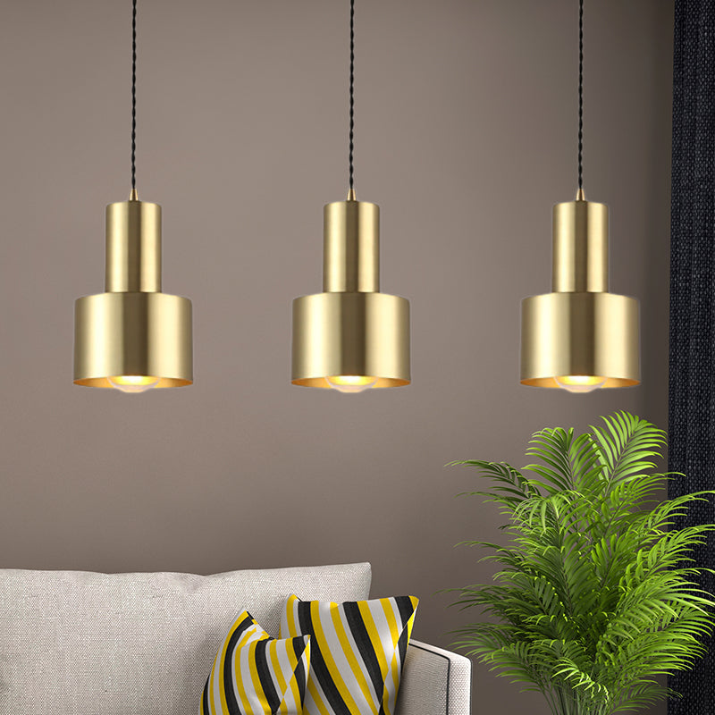 Brass Drum Shaped Ceiling Pendant Light Retro Style Metal 1 Light Living Room Hanging Lamp Brass Clearhalo 'Art Deco Pendants' 'Cast Iron' 'Ceiling Lights' 'Ceramic' 'Crystal' 'Industrial Pendants' 'Industrial' 'Metal' 'Middle Century Pendants' 'Pendant Lights' 'Pendants' 'Tiffany' Lighting' 93093