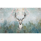 Aesthetic Deer and Forest Mural in Dark Green Living Room Wall Art, Personalized Size Available Clearhalo 'Wall Decor' 'Wall Mural' 930930