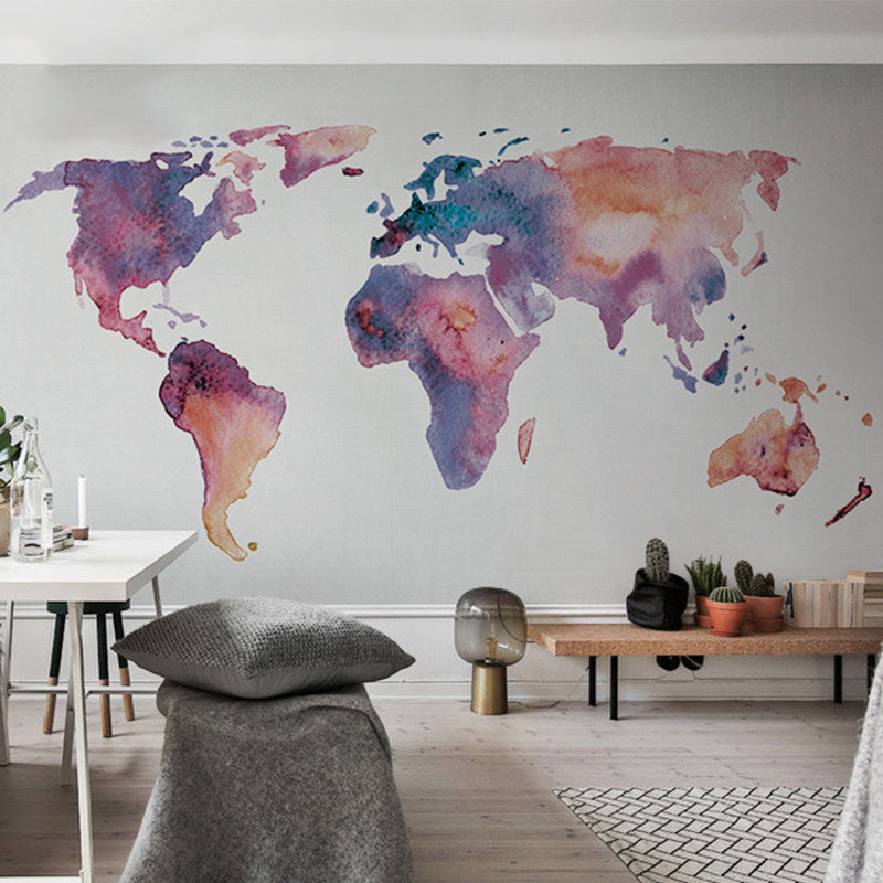 World map discount wall hanging fabric