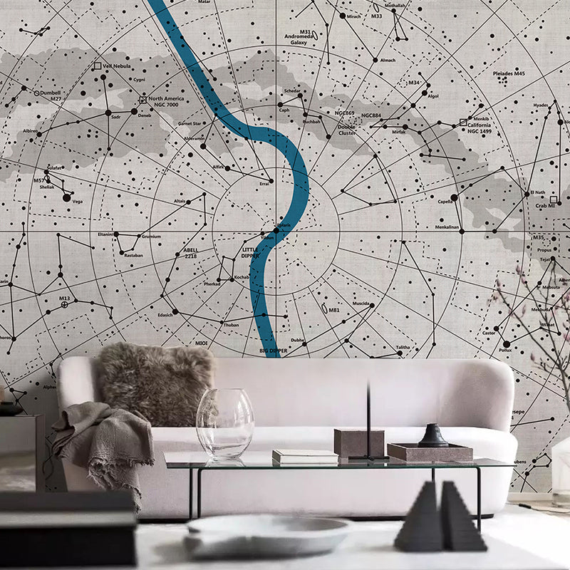 World Map Mural in Pastel Grey, Minimalist Wall Decor for Accent Wall Grey Clearhalo 'Wall Decor' 'Wall Mural' 930997