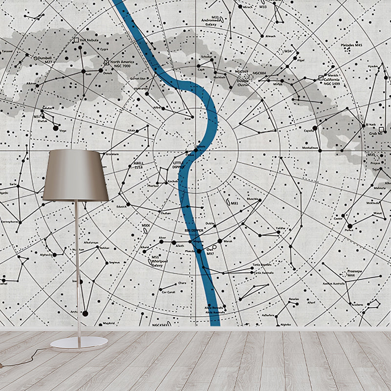 World Map Mural in Pastel Grey, Minimalist Wall Decor for Accent Wall Clearhalo 'Wall Decor' 'Wall Mural' 930998