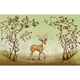 Whole Mural Wallpaper Turquoise Deer and Branch Non-Woven Wall Covering for Home Decor, Made to Measure Clearhalo 'Wall Decor' 'Wall Mural' 931056