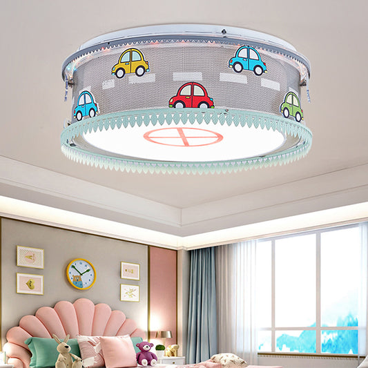 Drum Kid Bedroom Flush Mount Ceiling Light with Car Acrylic Cartoon Ceiling Light in Multi Color Grey Clearhalo 'Ceiling Lights' 'Close To Ceiling Lights' 'Close to ceiling' 'Flush mount' Lighting' 93962