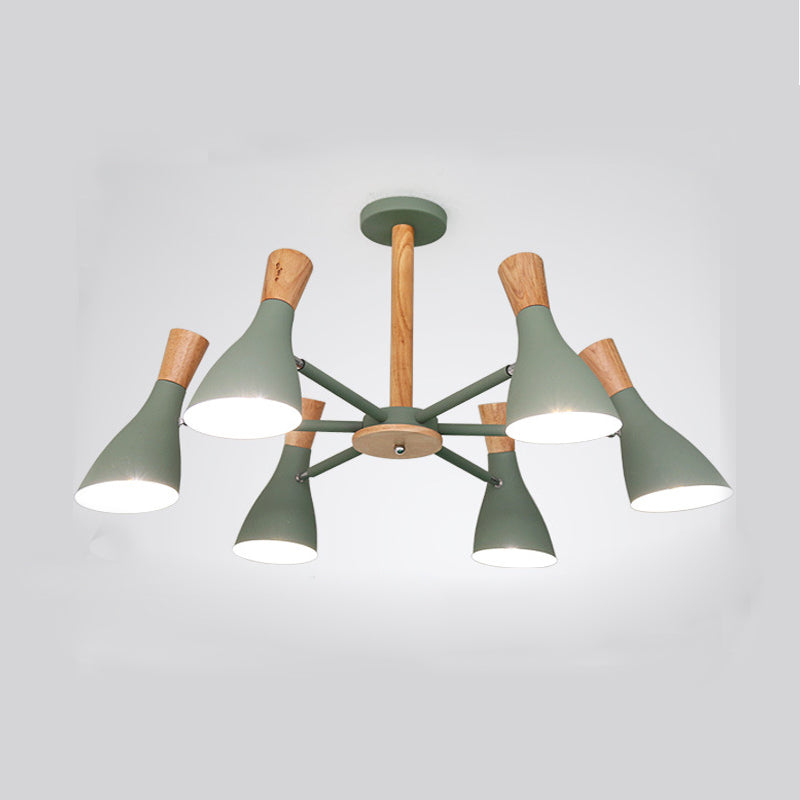 Green Horn Shape Hanging Ceiling Lamp 6 Lights Monochromatic Metal Hanging Chandelier for Living Room Green Clearhalo 'Ceiling Lights' 'Chandeliers' Lighting' options 94042_11dcac51-8006-431a-a72a-21d3117cfb7a