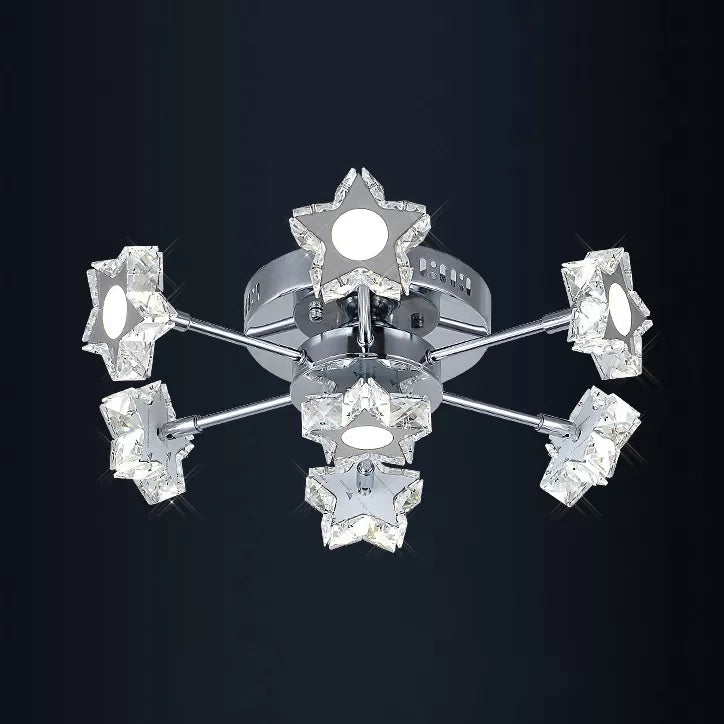 7 Heads Starry Ceiling Light Rotatable Modern Metal Semi Flush Mount Light in Chrome for Kid Bedroom Clearhalo 'Ceiling Lights' 'Close To Ceiling Lights' 'Close to ceiling' 'Semi-flushmount' Lighting' 94995