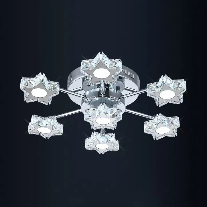 7 Heads Starry Ceiling Light Rotatable Modern Metal Semi Flush Mount Light in Chrome for Kid Bedroom Clearhalo 'Ceiling Lights' 'Close To Ceiling Lights' 'Close to ceiling' 'Semi-flushmount' Lighting' 94996