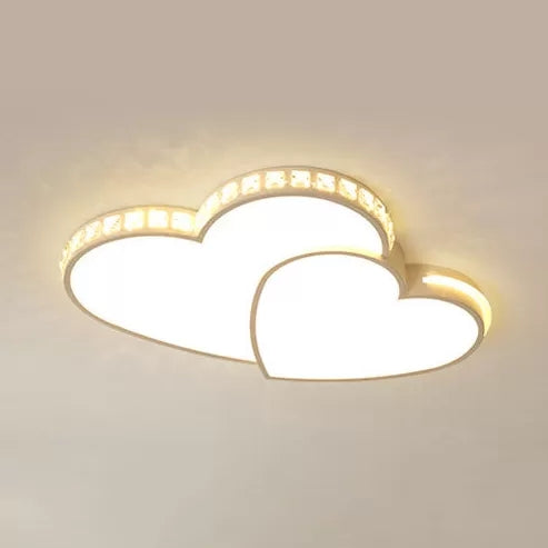 Loving Heart Ceiling Mount Light with Crystal Deco Acrylic LED Modernist Ceiling Fixture in White for Child Bedroom Clearhalo 'Ceiling Lights' 'Close To Ceiling Lights' 'Close to ceiling' 'Flush mount' Lighting' 95012