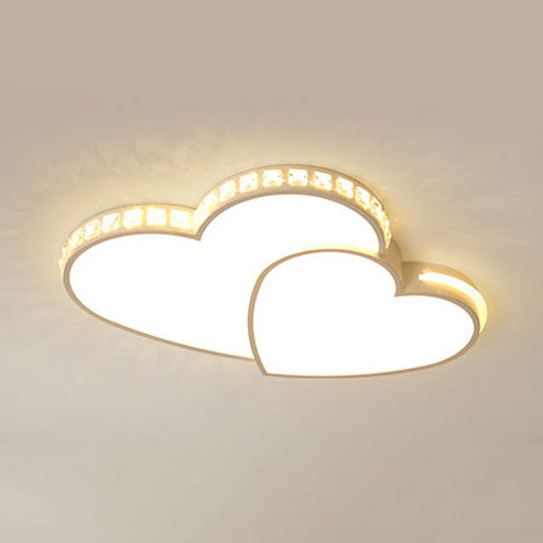 Loving Heart Ceiling Mount Light with Crystal Deco Acrylic LED Modernist Ceiling Fixture in White for Child Bedroom White Clearhalo 'Ceiling Lights' 'Close To Ceiling Lights' 'Close to ceiling' 'Flush mount' Lighting' 95014