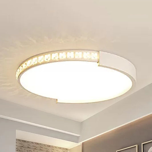 Acrylic Circle Ceiling Light Modern Simple LED Flushmount Light with Crystal Deco in White for Indoor White Clearhalo 'Ceiling Lights' 'Close To Ceiling Lights' 'Close to ceiling' 'Flush mount' Lighting' 95018