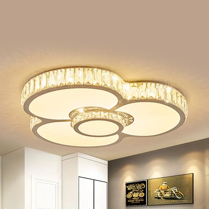 Nursing Room Flower Flush Ceiling Light with Clear Crystal Acrylic LED Ceiling Fixture in White White Clearhalo 'Ceiling Lights' 'Close To Ceiling Lights' 'Close to ceiling' 'Flush mount' Lighting' 95066