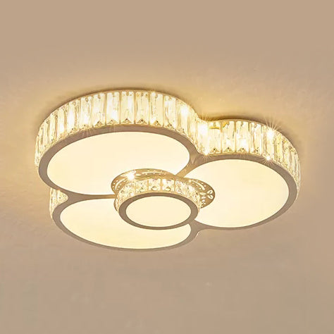 Nursing Room Flower Flush Ceiling Light with Clear Crystal Acrylic LED Ceiling Fixture in White Clearhalo 'Ceiling Lights' 'Close To Ceiling Lights' 'Close to ceiling' 'Flush mount' Lighting' 95067