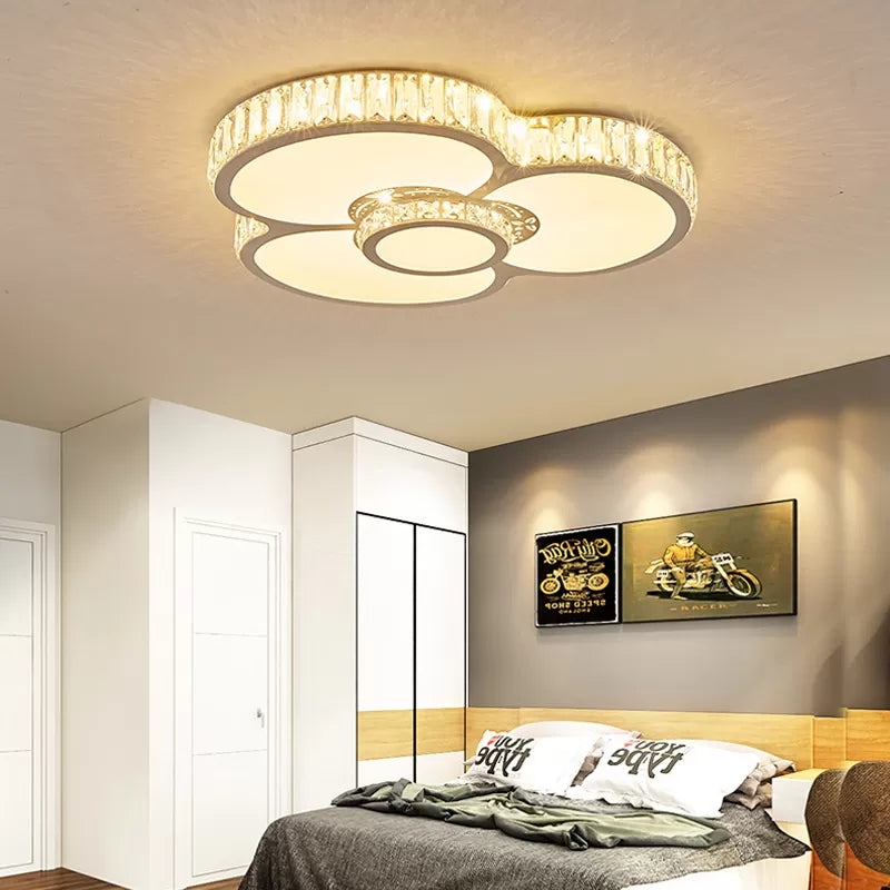 Nursing Room Flower Flush Ceiling Light with Clear Crystal Acrylic LED Ceiling Fixture in White Clearhalo 'Ceiling Lights' 'Close To Ceiling Lights' 'Close to ceiling' 'Flush mount' Lighting' 95068