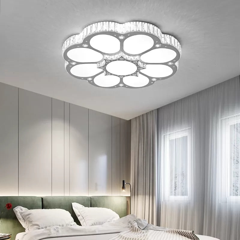 Kids Circular Petal Ceiling Mount Light with Clear Crystal Acrylic White LED Ceiling Lamp for Dining Room Clearhalo 'Ceiling Lights' 'Close To Ceiling Lights' 'Close to ceiling' 'Flush mount' Lighting' 95075