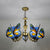 Loft Style Butterfly Ceiling Light Fixture with Adjustable Chain Stained Glass Foyer Pendant Light in White/Red/Blue/Orange-Green Blue Clearhalo 'Ceiling Lights' 'Chandeliers' 'Industrial' 'Middle Century Chandeliers' 'Tiffany Chandeliers' 'Tiffany close to ceiling' 'Tiffany' Lighting' 95474