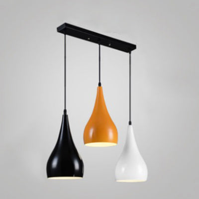 3 Heads Teardrop Pendant Lamp Modern Stylish Multi Colored Metallic Ceiling Light for Dining Table Black-White-Yellow Clearhalo 'Ceiling Lights' 'Modern Pendants' 'Modern' 'Pendant Lights' 'Pendants' Lighting' 95522