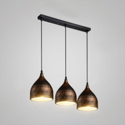 3 Lights Bell Pendant Lighting Industrial Style Bronze Metal Suspension Light with Linear Canopy for Kitchen Bronze Clearhalo 'Ceiling Lights' 'Modern Pendants' 'Modern' 'Pendant Lights' 'Pendants' Lighting' 95542