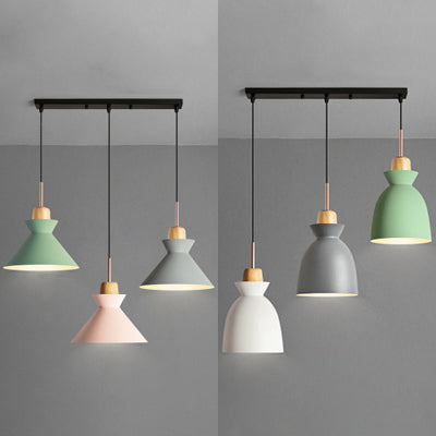 Dome/Cone Shade Living Room Hanging Ceiling Light Nordic Style Aluminum 3 Lights Multi Colored Pendant Lighting Clearhalo 'Ceiling Lights' 'Modern Pendants' 'Modern' 'Pendant Lights' 'Pendants' Lighting' 95577