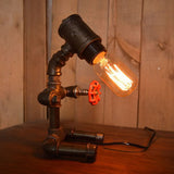 Black Pipe Man Table Lamp Industrial Style Wrought Iron 1 Light Restaurant Standing Table Lamp Black Clearhalo 'Lamps' 'Table Lamps' Lighting' 95848