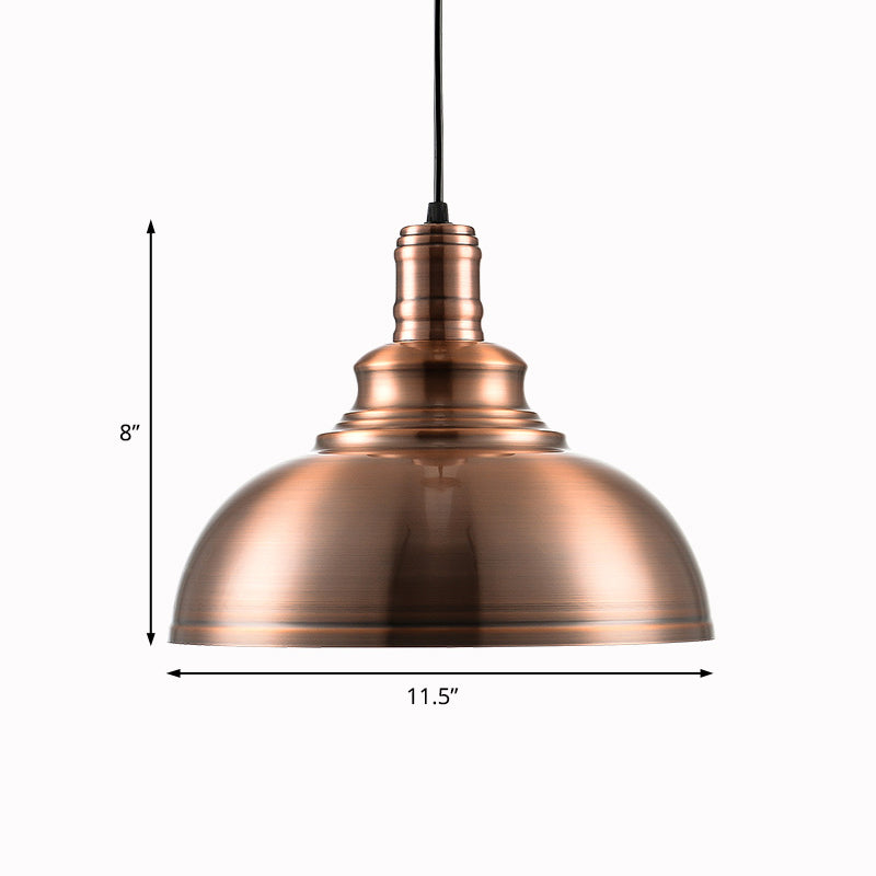 Copper Finish Bowl Hanging Light Industrial Style Metal 1 Light Bedroom Pendant Lamp with Adjustable Cord Clearhalo 'Art Deco Pendants' 'Cast Iron' 'Ceiling Lights' 'Ceramic' 'Crystal' 'Industrial Pendants' 'Industrial' 'Metal' 'Middle Century Pendants' 'Pendant Lights' 'Pendants' 'Tiffany' Lighting' 95898