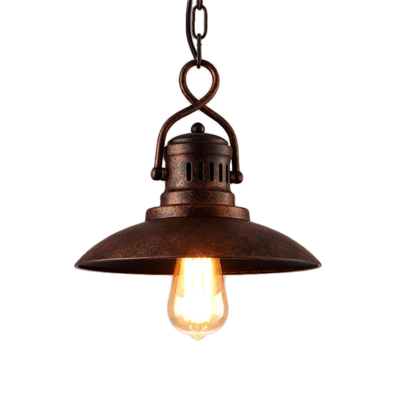 Bronze Finish Dome Pendant Lighting Vintage Metallic 1 Light Restaurant Ceiling Fixture with Hanging Chain Clearhalo 'Art Deco Pendants' 'Cast Iron' 'Ceiling Lights' 'Ceramic' 'Crystal' 'Industrial Pendants' 'Industrial' 'Metal' 'Middle Century Pendants' 'Pendant Lights' 'Pendants' 'Tiffany' Lighting' 95948