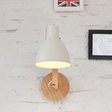Iron Domed Wall Mounted Lamp Modern 1 Head White/Black Finish Wall Light with Wooden Swing Arm White Clearhalo 'Modern wall lights' 'Modern' 'Wall Lamps & Sconces' 'Wall Lights' Lighting' 959997